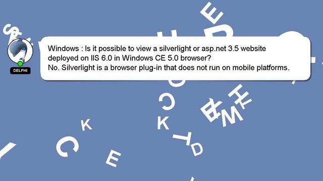 Windows : Is it possible to view a silverlight or asp.net 3.5 website deployed on IIS 6.0 in Window смотреть онлайн