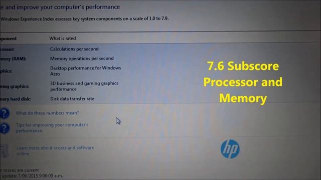 HP ProBook450 Windows Experience Index