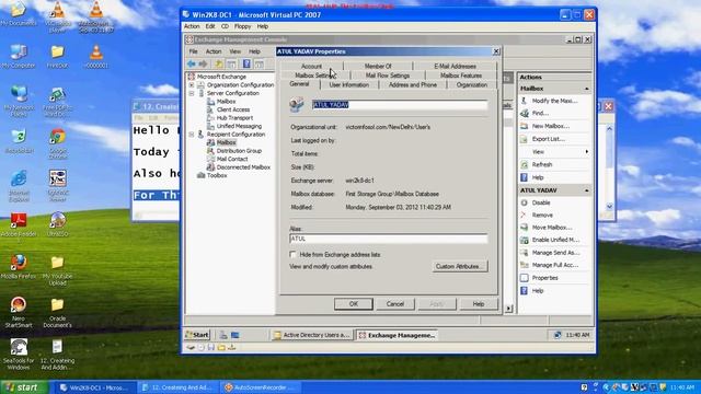Createing And Adding User To Exchange Server смотреть онлайн