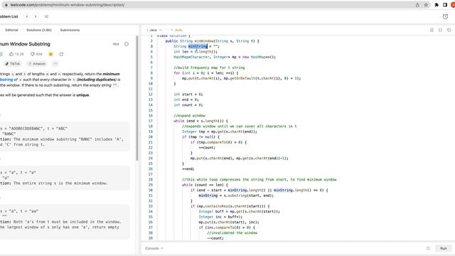 Minimum Window Substring - Leetcode Problem/Solution Review - Sliding Window смотреть онлайн