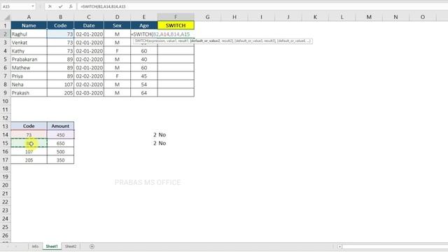 Excel SWITCH Function in Tamil | Prabas MS Office смотреть онлайн