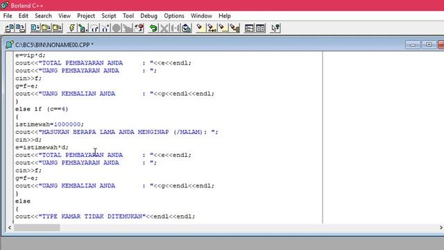 PROGRAM PEMESANAN KAMAR HOTEL Borland C++ смотреть онлайн