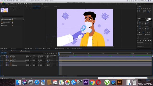How to create hand held forehead temperature check after effects animation Tutorial смотреть онлайн