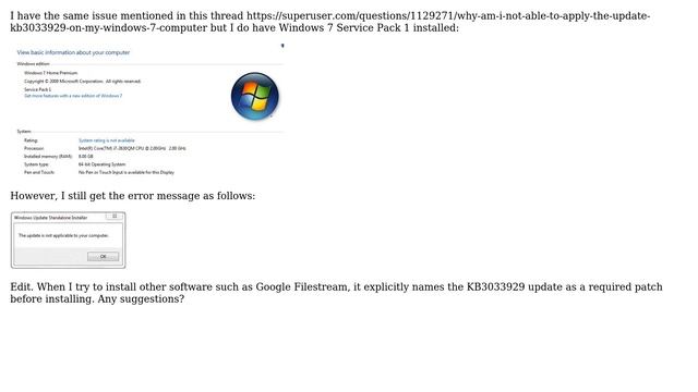 Cannot install update KB3033929 even with Windows SP1 смотреть онлайн