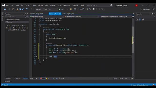 Dynamically Create Label in C# Windows Forms смотреть онлайн