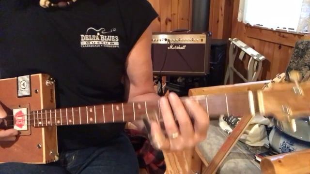 Steamy Windows John Anderson country lesson for 3 string Cigar Box Guitar смотреть онлайн