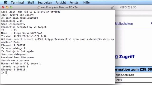 z39.50 mit YAZ auf Mac OS X смотреть онлайн