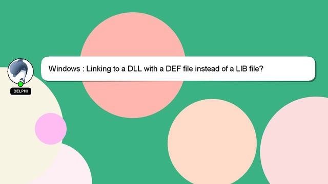 Windows : Linking to a DLL with a DEF file instead of a LIB file? смотреть онлайн