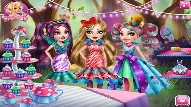 Ever After High Apple White, Raven Queen and Madeline Hatter on Tea Party смотреть онлайн