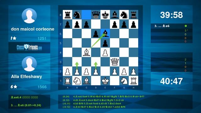 Chess Game Analysis: Alla Elfeshawy - don maicol corleone : 1-0 (By ChessFriends.com) смотреть онлайн
