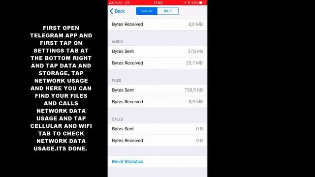 HOW TO CHECK FILES AND CALLS NETWORK DATA USAGE IN TELEGRAM APP (IOS) смотреть онлайн