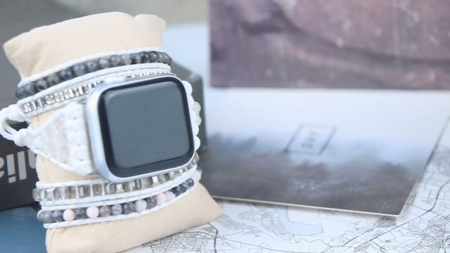 Teepollo White Handmade Beaded Apple Watch Band Strap for Women смотреть онлайн