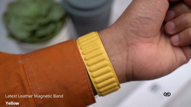 Yellow Latest Leather Magnetic Band For Apple Watch 38/40/41/42/44/45mm смотреть онлайн