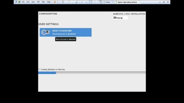 Installation of Qubes R 3.1 Operating System on VMWARE Workstation