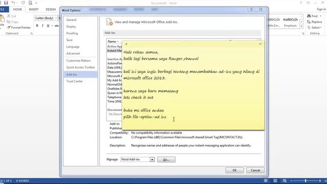 Mudah Menampilkan Add Ins di Ms Word 2013 смотреть онлайн