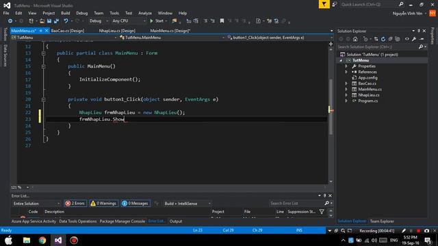 Hướng dẫn tạo form Menu c# Visual Studio Windows form смотреть онлайн