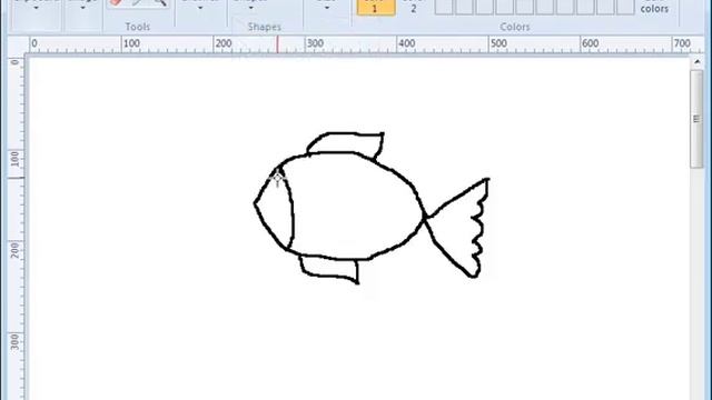 Windows paint drawing and coloring for kids, how to draw fish смотреть онлайн