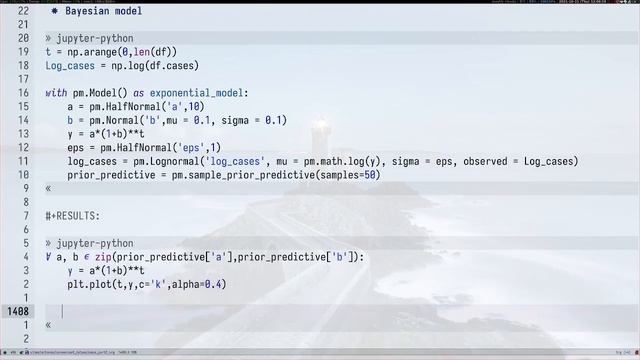 exponential model with python, pymc3 and emacs смотреть онлайн