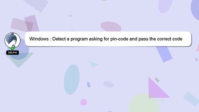Windows : Detect a program asking for pin-code and pass the correct code смотреть онлайн
