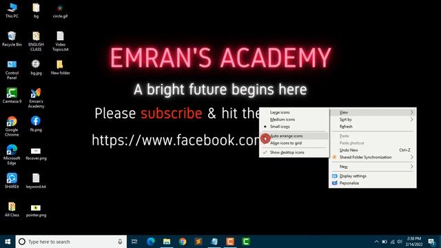 How To Hide  Desktop Icons Windows 10 | Auto Arrange Icons | Resize Icons