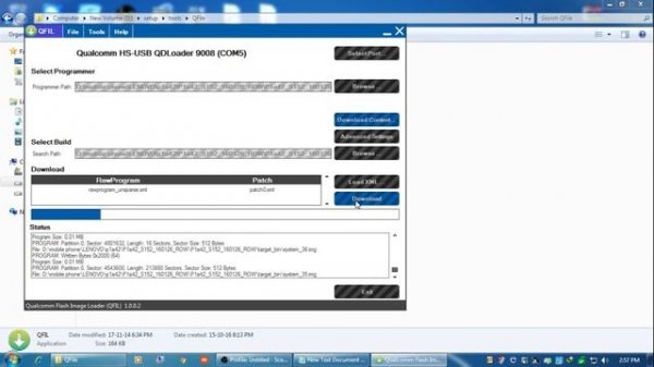 Lenovo Vibe P1 P1a42 Firmware Flashing QPSt Flash Tool