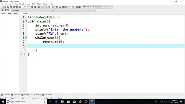 C program to find reverse of a number смотреть онлайн
