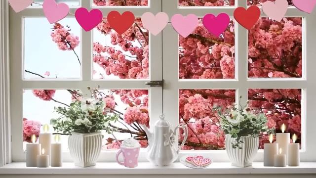Pink Cherry Blossom Bliss Valentine's Day Window View ASMR Ambience Cottagecore (Long Version) смотреть онлайн