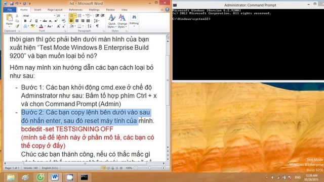 Hướng dẫn loại bỏ "Test Mode Windows 8 Build 9200" смотреть онлайн
