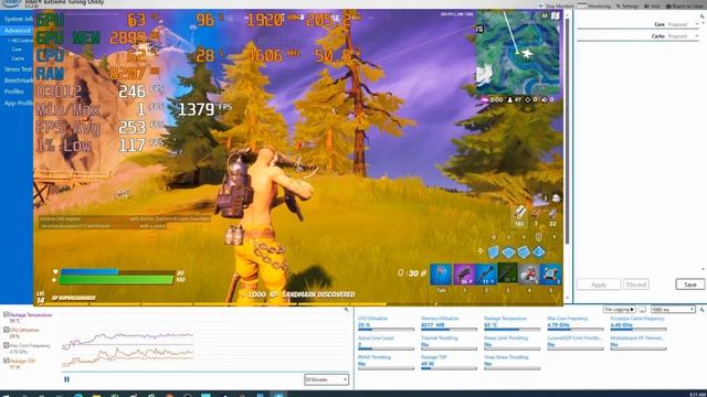 FortNite Game Play, comparing MSI Afterburner to Intel XTU game stats смотреть онлайн