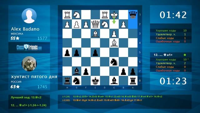 Chess Game Analysis: Alex Badano - хунтист пятого дня : 0-1 (By ChessFriends.com) смотреть онлайн