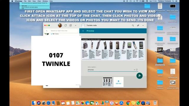 HOW TO SEND PHOTOS OR VIDEOS TO YOUR FRIEND OR ANY CONTACT IN WHATSAPP (MAC DESKTOP) смотреть онлайн