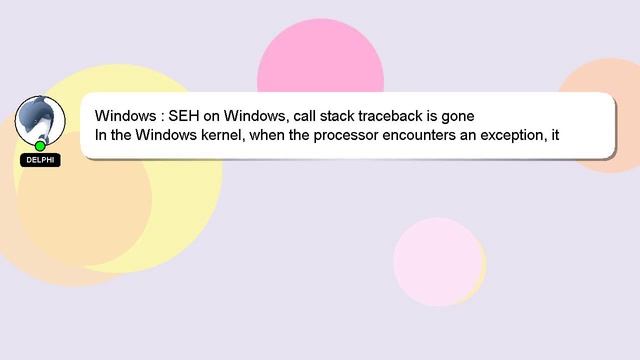 Windows : SEH on Windows, call stack traceback is gone смотреть онлайн