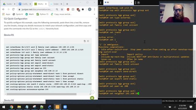 { BGP | Implementation | IPv6 tunneling } - IPv6 Routes over IPv4 смотреть онлайн