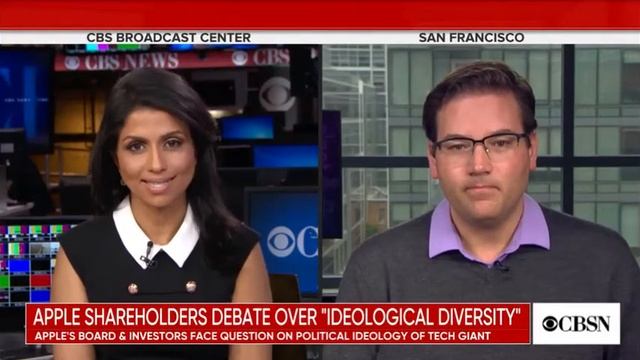 Apple Investors Debate Ideological Diversity: CBS News Covers Free Enterprise Project Proposal смотреть онлайн