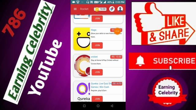 Rocket App!! Biggest self & refar income app Sing up ₹10 per refar ₹10 [Earning Celebrity] смотреть онлайн