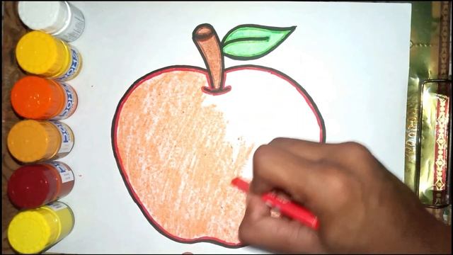 How to Draw an Apple step by step|| Apple fruit drawing with colour for beginners in easy way|| смотреть онлайн