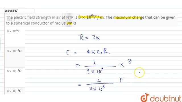 The electric field strength in air at NTP is `3 xx 10^(6)V//m`. The maximum charge смотреть онлайн