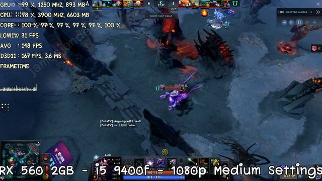 Dota 2 All Settings RX 560 2GB i5 9400f Windows 11 FPS Test смотреть онлайн