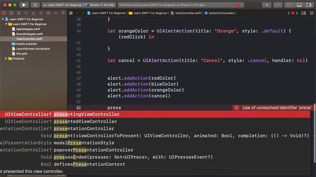 41. UIAlertController - Learn Swift For Beginners смотреть онлайн