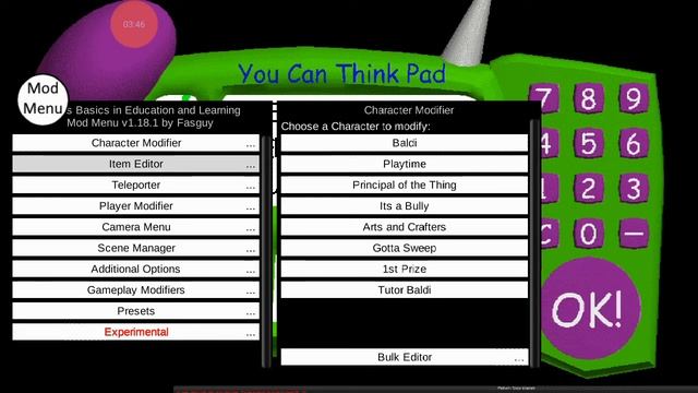 Baldis basics mod menu v 1.4.3 смотреть онлайн