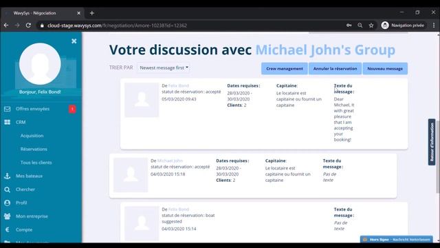 Envoyer un message à un client смотреть онлайн