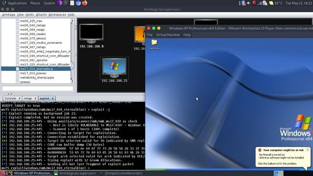 Eternalblue & Bluescreen Of Death With Armitage | Parrot Security смотреть онлайн