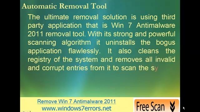 Remove Win 7 Antimalware 2011 смотреть онлайн