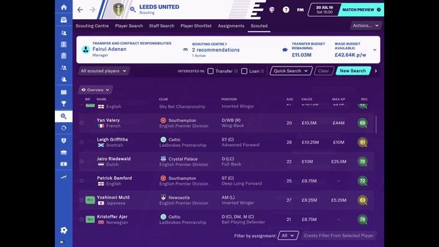 Football Manager 20 : FM20 Touch Walkthrough//Road to EPL for Leeds in Malay (Episode 1) смотреть онлайн