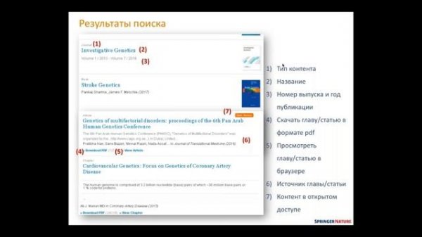 Использование платформы Springer link