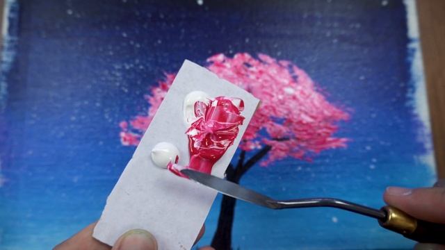 How to Draw a Couple in Love under Cherry Blossom Tree / Acrylic / Swab Art / Pink Acrylic Painting смотреть онлайн