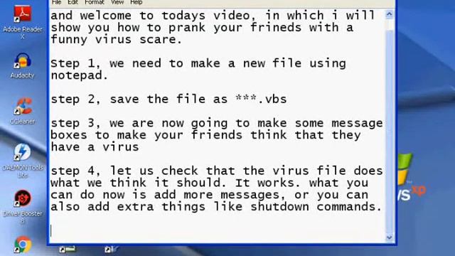 Windows XP Virus Prank 2008/2009 Tutorial смотреть онлайн