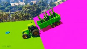 Мультики про Машинки Цветные Трактора с Прицепом для Детей Мультик Песенка для М