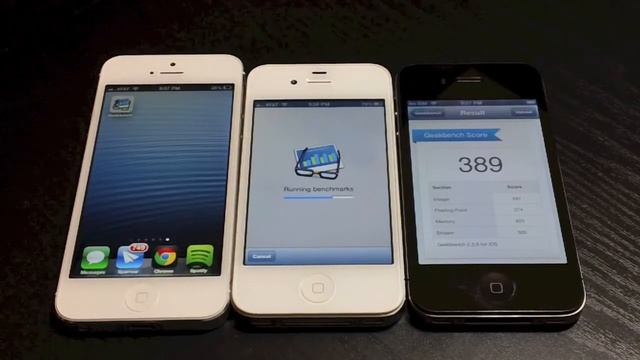 iPhone 5 vs iPhone 4S vs iPhone 4 Benchmark Tests With Geekbench 2 On iOS 6 смотреть онлайн
