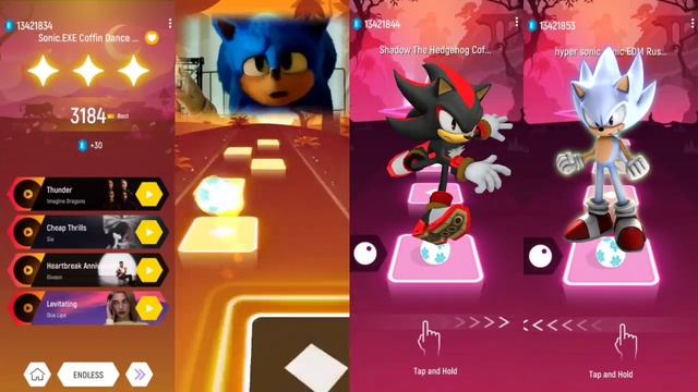 Sonic exe 🆚 Sonic The Hedgehog 🆚 Shadow Sonic 🆚 Hyper Sonic | Sonic Tiles Hop EDM Rush смотреть онлайн